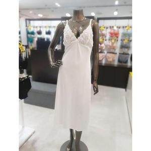 갤러리아_웨딩라인 아이보리 화이트 샤무즈 레이스 맥시 롱슬립 WBWFS3I12