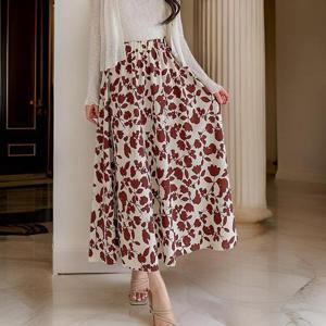 여자 플레어 데이트룩 플라워 롱스커트