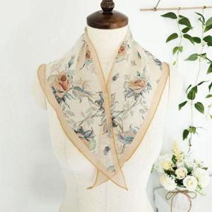 [애슬릿] 여성 꽃 린넨 얇은 봄 여름 쁘띠 스카프