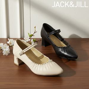 잭앤질 블랙라벨 천연양가죽 프릴 투인원 펌프스(JA6137)