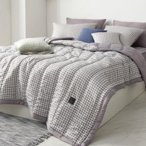 [자자홈]체크 쎄미마이크로 간절기누빔이불Q