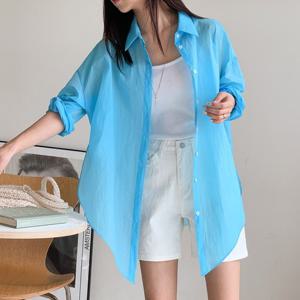 H스타일(DK)윈드바스락롱NB 여름 여성 롱남방 셔츠 긴팔 데일리 비치웨어