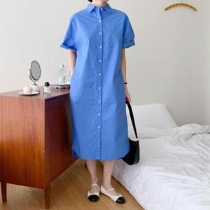 [다잇템][다잇템] 여자 민무늬 주머니 SS 임산부 데일리 롱셔츠 원피스_16652662_588872