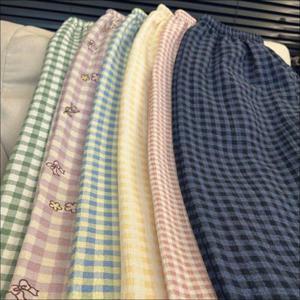 홈웨어 여자 팬츠 잠옷 봄여름 데일리 바지 체크 밴딩 WFLDIYC