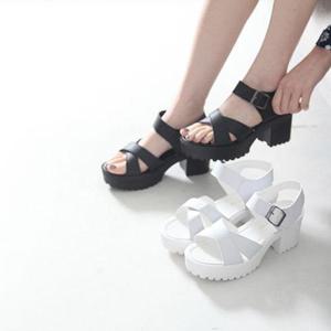 [비비핑크]TOM_1701  통굽샌들  여성스트랩샌들 여름샌들 통굽 스트랩 메리제인 플랫