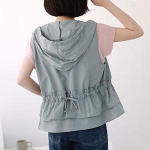 [웬디즈갤러리][허리쏙/체형커버]썸머 코코 후드 조끼 / 여행룩 / 레이어드룩 / 뒷모습예쁜 조끼 JVT102