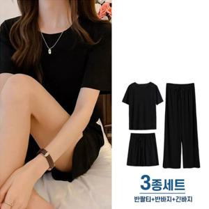 ★착한가격＆알뜰쇼핑★ 보들보들 여성 홈웨어 3종세트 ( 반팔티+긴바지+반바지)(속옷세트)