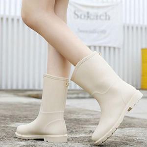 통굽부츠 캐주얼 여성 비오는날 미들 레인부츠 장화 신발 슈즈 방수신발 HWCE11DF
