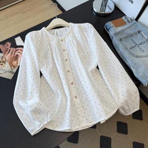 [넬리]틴리 도트 레이스 블라우스_NC3BL052