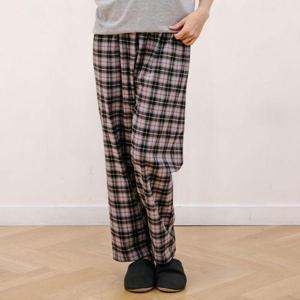 [알콩단잠]편한잠옷바지 제이체크 선염 기모면 여성파자마 9부 홈웨어바지