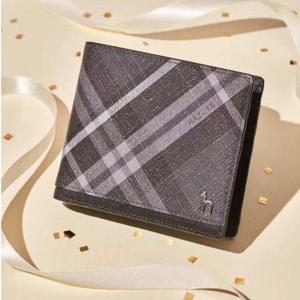 갤러리아_[헤지스ACC] HJWA6E866BK 블랙 체크 가죽 2단 반지갑