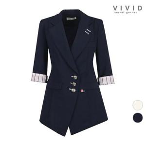 [비비드 시크릿가너]VIVID 여성 잇츠 소매배색 반팔 여름정장 자켓