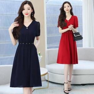 제로투올샵 / 여름용 여성 쉬폰 원피스 여름원피스 미디길이 다크 네이비