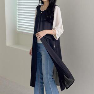 [로즈미] [55~77] 에르샤 쉬폰플리츠 롱 조끼