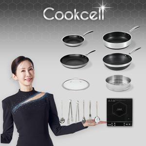 블랙큐브 쿡셀 홀로그램큐브팬 실속세트(프라이팬22cm, 프라이팬28cm, 소테팬28cm)+ 궁중팬28cm+28찜기+28유리뚜껑+키친툴6종+쿡셀 인덕션