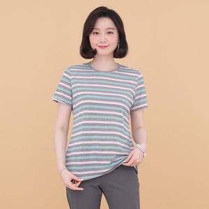 [애비뉴투지]엄마옷 이지케어 여성 여름 스트라이프 반팔 라운드 티셔츠 A07114 50대 60대 중년여성의류
