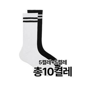[파라고나]10켤레 공용 스포츠 2줄 장목 양말 U25LS102