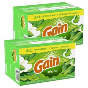 게인 Gain 오리지널 건조기 드라이시트 160매x2개 (총320매) 종이 섬유유연제 국내발송