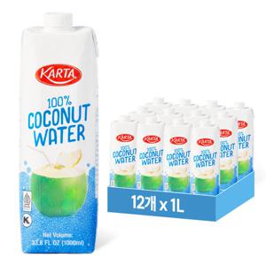 카르타 100% 천연 코코넛 워터 1L, 12개