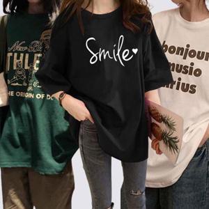 [로즈엘리]여름 캐쥬얼 박시 반팔티셔츠 15컬러 6종 디자인