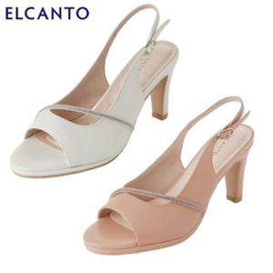 엘칸토 HC14 여성 쿠션업 양가죽 가보시 오픈 토 슬링백 샌들 8cm LCWW41U5