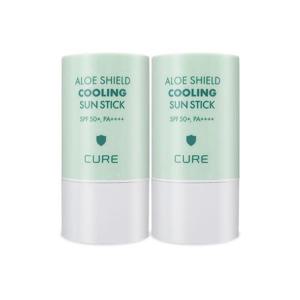 [김정문알로에]김정문알로에 큐어 쉴드 쿨링 선스틱 23g(SPF50+) 민트스틱 수딩자차 2개 Ss (36837867)