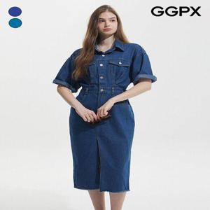 [르샵]앞 트임 데님 반오픈 원피스 (GQ3OP018F)