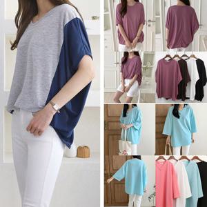 봄신상 빅사이즈 스판 가오리 핏 반팔 롱 티셔츠 모음