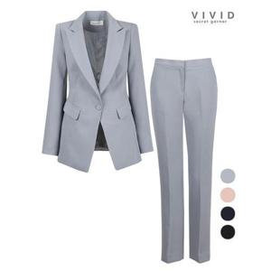 [비비드시크릿가너]VIVID SET 여성 키비솔리드 정장자켓+정장팬츠 세트