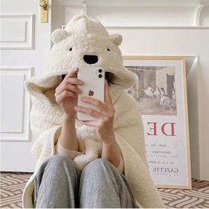 [블로썸스틸] LM-0252 곰돌이 후드 망토 담요