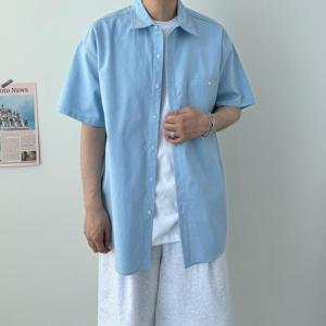 [모노폴로지]남자마남방 오버핏린넨셔츠 남자하늘색셔츠