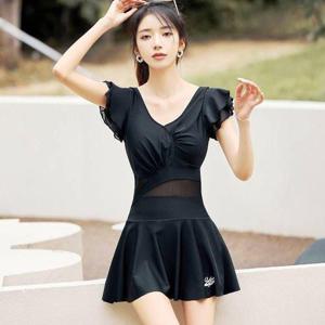 체형커버원피스수영복 슬림라인 블랙 여성 원피스 치마 수영복