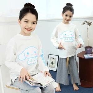 [프리미에팜]시나모롤 여아 주니어 클린 9부 실내복 WH