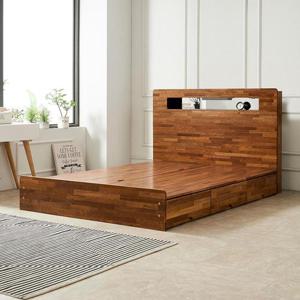 매디 이스턴킹 2000 수납형 LED 침대 멀바우 원목 프레임