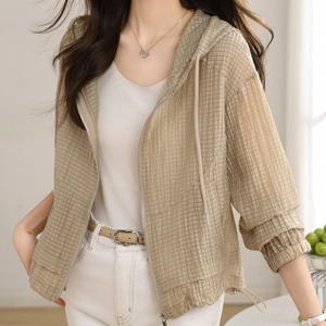 ★베스트특가★[블랙퀸] 여름용 후드체크 경량점퍼 blk001433