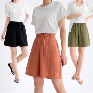 ★린넨반바지 3종★상쾌한 여리여리핏 쿨링 반바지 넓은 허리밴딩 통풍이 잘되는 세미 A라인 반바지