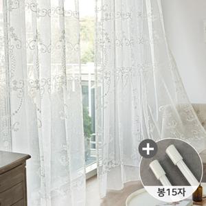 까르데코 플뢰르쉬어 긴창 대형 레이스커튼(360X235)+커튼봉