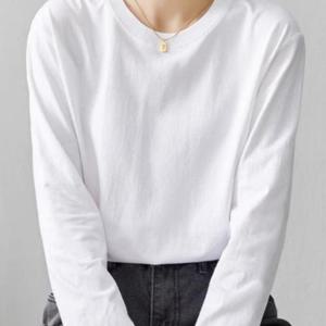 무지 티셔츠 긴팔 여자 라운드넥 이너 베이직 WFKQCBP