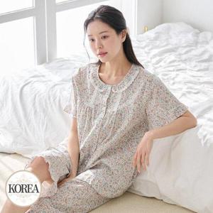 [토토와모모]여성 홈웨어 반팔 잠옷 세트 팝플라워 M5408