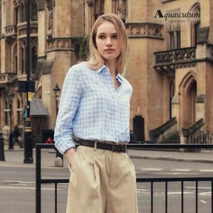 아쿠아스큐텀 [정상가 159,800원] 아쿠아스큐텀 여성 프렌치 린넨100 체크 셔츠 WZWS3Q0B