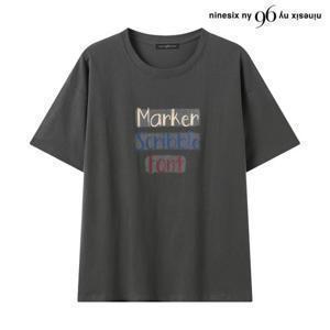 나인식스뉴욕 빈티지 삼색 레터링 라운드 반팔 티셔츠 (NQ2LW007L0)