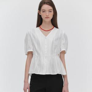 마리끌레르 레이스 퍼프 브이넥 블라우스(MAGBBL07MWH)