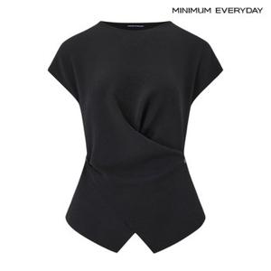 미니멈 [미니멈 에브리데이]드레이프 버튼 랩 스타일 반팔 니트 (EC2KT001D)