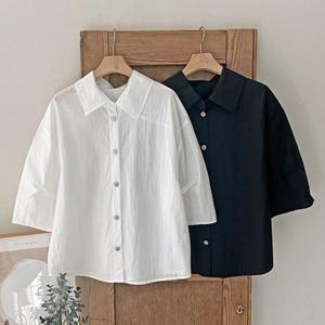 샵앤SHOP [샵앤] 플로 여성 카라넥 루즈 오버핏 7부 여름 아우터 셔츠남방 자켓 DGB-WNB-3499