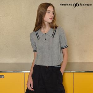 나인식스뉴욕 카라 배색 짜임 반팔 니트 (NP2KT015L0)