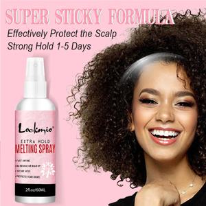 LOCKMIO 60ml 녹는 스프레이 오래 지속되는 빠른 건조 보안 보류 보이지 않는 안전 성분은 두피 피부 가발 레이스 전면을 보호합니다
