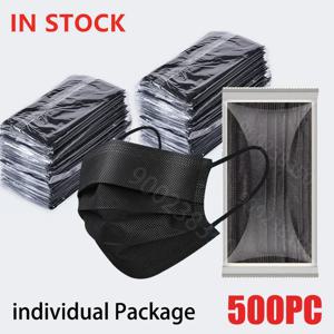 10-500Pcs 성인 마스크 일회용 개별 별도 패키지 masque noir 방진 3 레이어 플라이 필터 블랙 입 페이스 마스크