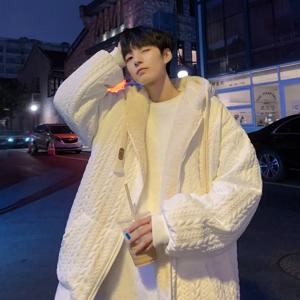 램스 벨벳 후드 코튼 재킷 남성용 겨울 홍콩 스타일 루즈핏 트렌디 브랜드 플리스 안감 두꺼운 따뜻한 캐주얼 코튼 코트