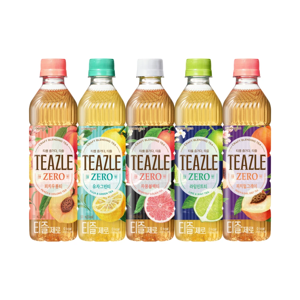 티즐 제로 500ml 20개(유자그린티4+피치우롱티4+자몽블랙티4+라임민트티4+피치얼그레이4)