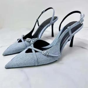 Eilyken 스트리트 스타일 버클 스트랩 여성 펌프 지적 발가락 얇은 하이힐 연회 슬링 백 파티 신발 Zapatos De Mujer